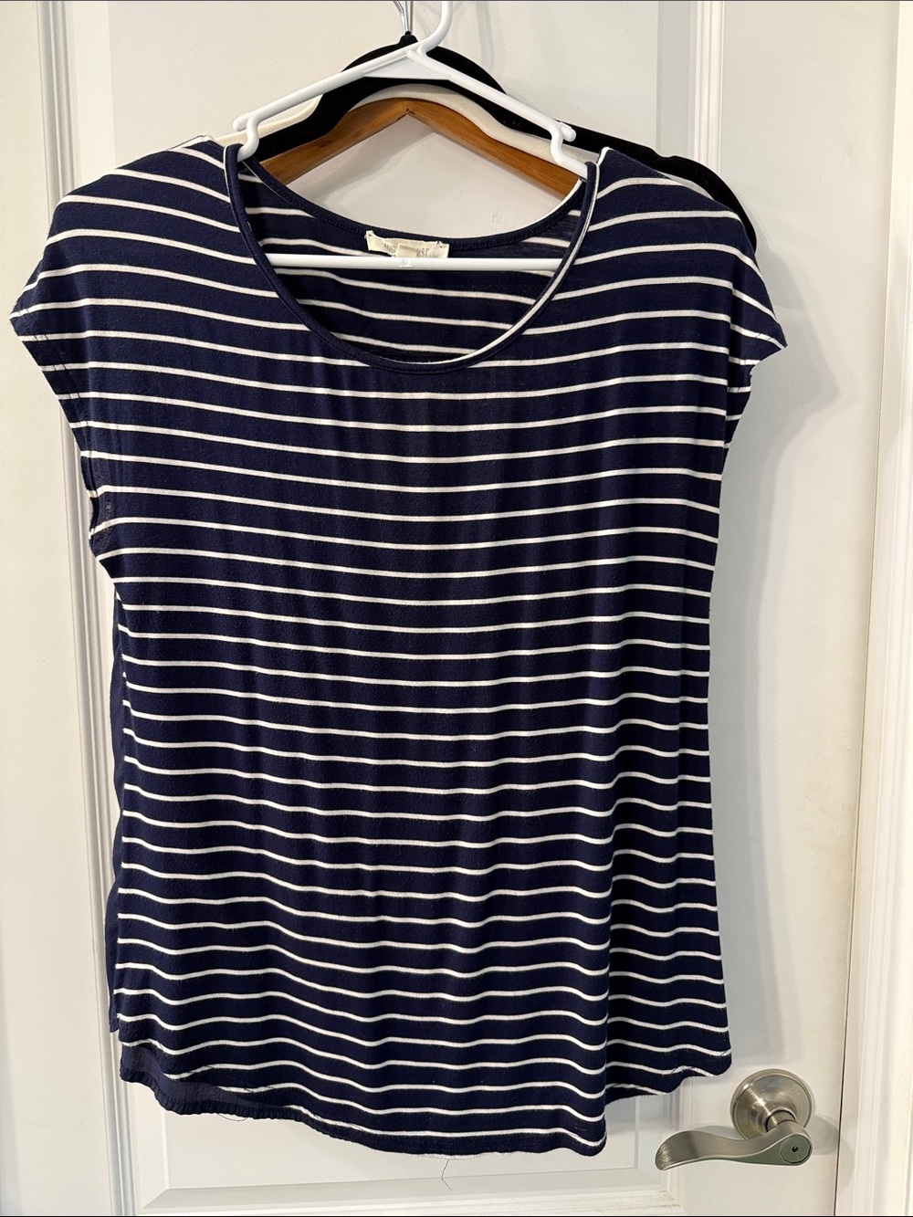 Women's Navy & White Stripe Short Sleeve Tee